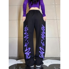 Hip Hop Solid Drawstring Pocket Joggers, Casual Elastic Waist Dancing Pants, Women's Clothing