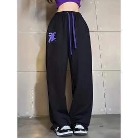 Hip Hop Solid Drawstring Pocket Joggers, Casual Elastic Waist Dancing Pants, Women's Clothing