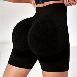 Seamless High Waist Sporty Short, Slim Fit Butt Lifting Workout Short, Women's Activewear