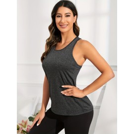 Sexy Back Cut Out Breathable Sleeveless Sports T-shirt, Sports Fitness Yoga Running Tank Top