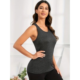 Sexy Back Cut Out Breathable Sleeveless Sports T-shirt, Sports Fitness Yoga Running Tank Top