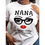 Nana Letter Print T-shirt, Casual Crew Neck Short Sleeve T-shirt, Women's Clothing