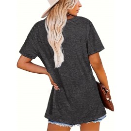 Graphic Print Crew Neck T-Shirt, Casual Short Sleeve T-Shirt For Spring & Summer, Women's Clothing