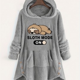 Hoodie For Women Ear Hat Mid-Length Mid-Sleeve Cute Graphic Hooded Top Oversized Sweatshirt