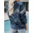 Denim Print Pullover Sweatshirt, Casual Long Sleeve Crew Neck Sweatshirt For Fall & Winter, Women's Clothing