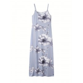 Random Floral Print Spaghetti Dress, Sexy Sleeveless Plunging Maxi Dress, Women's Clothing