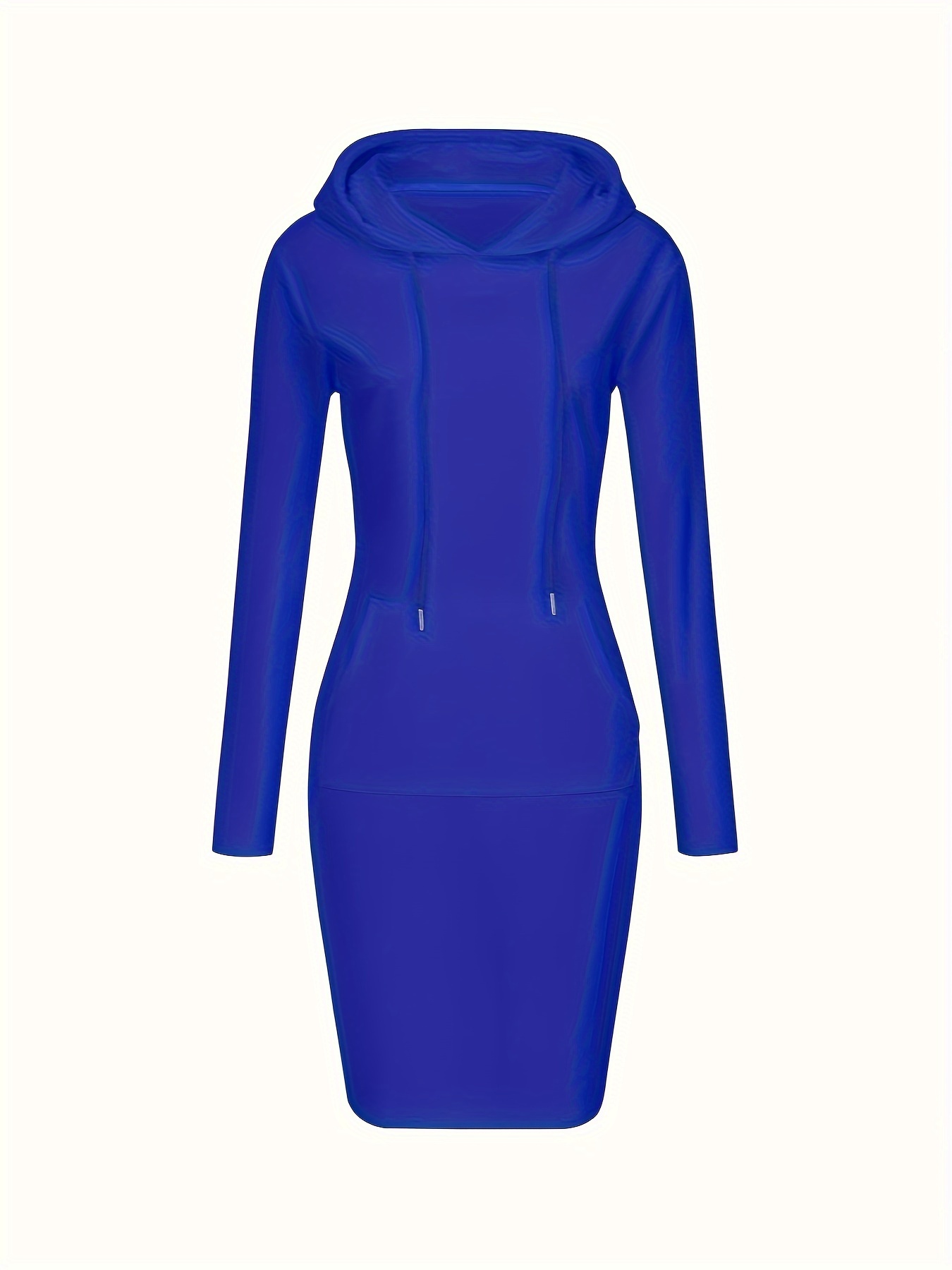 plain kangaroo pocket sporty dress long sleeves slight stretch hooded sports dress womens activewear details 17