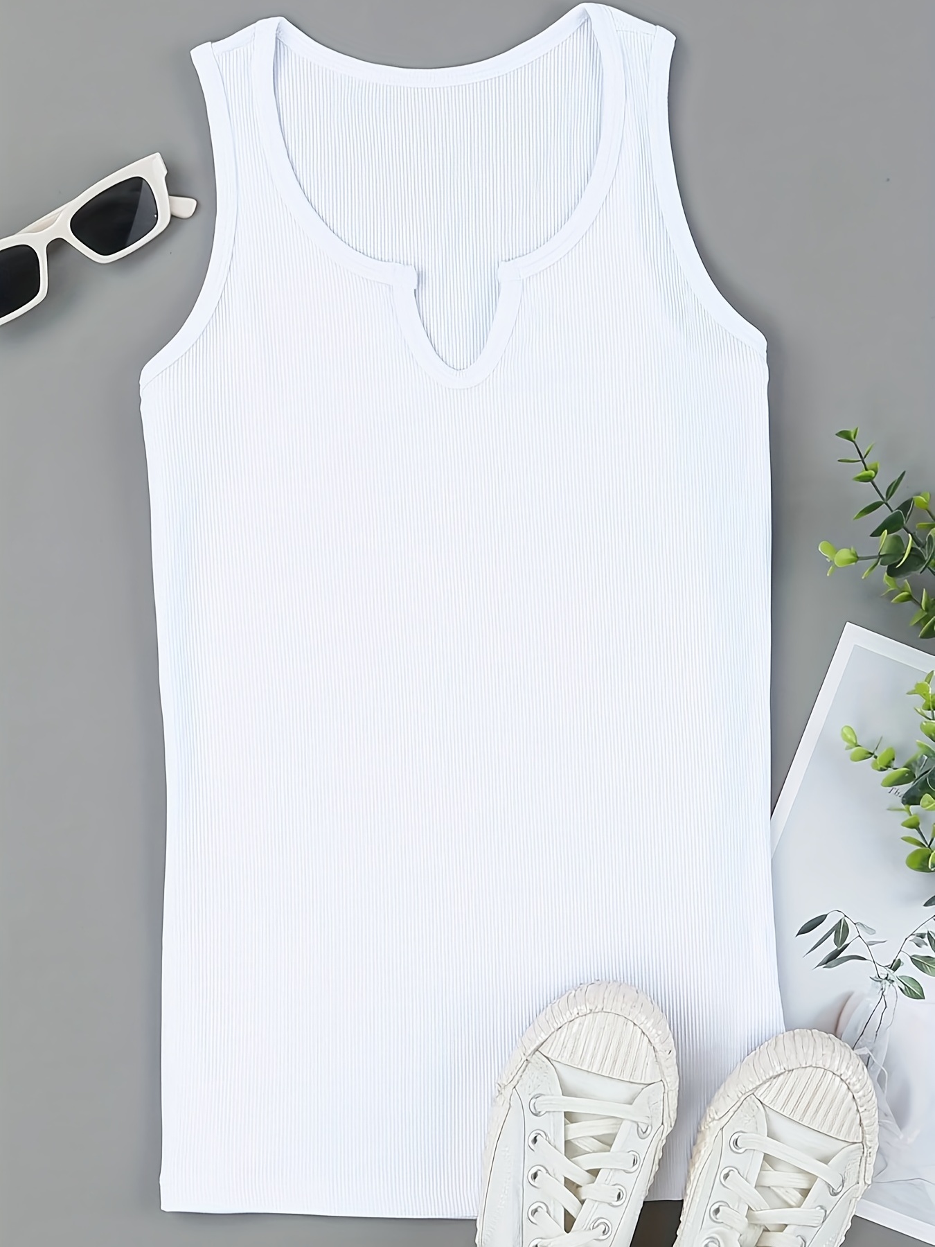 womens fashion casual simple ribbed sports tank top round neck solid color sleeveless sports shirts womens summer tops details 4