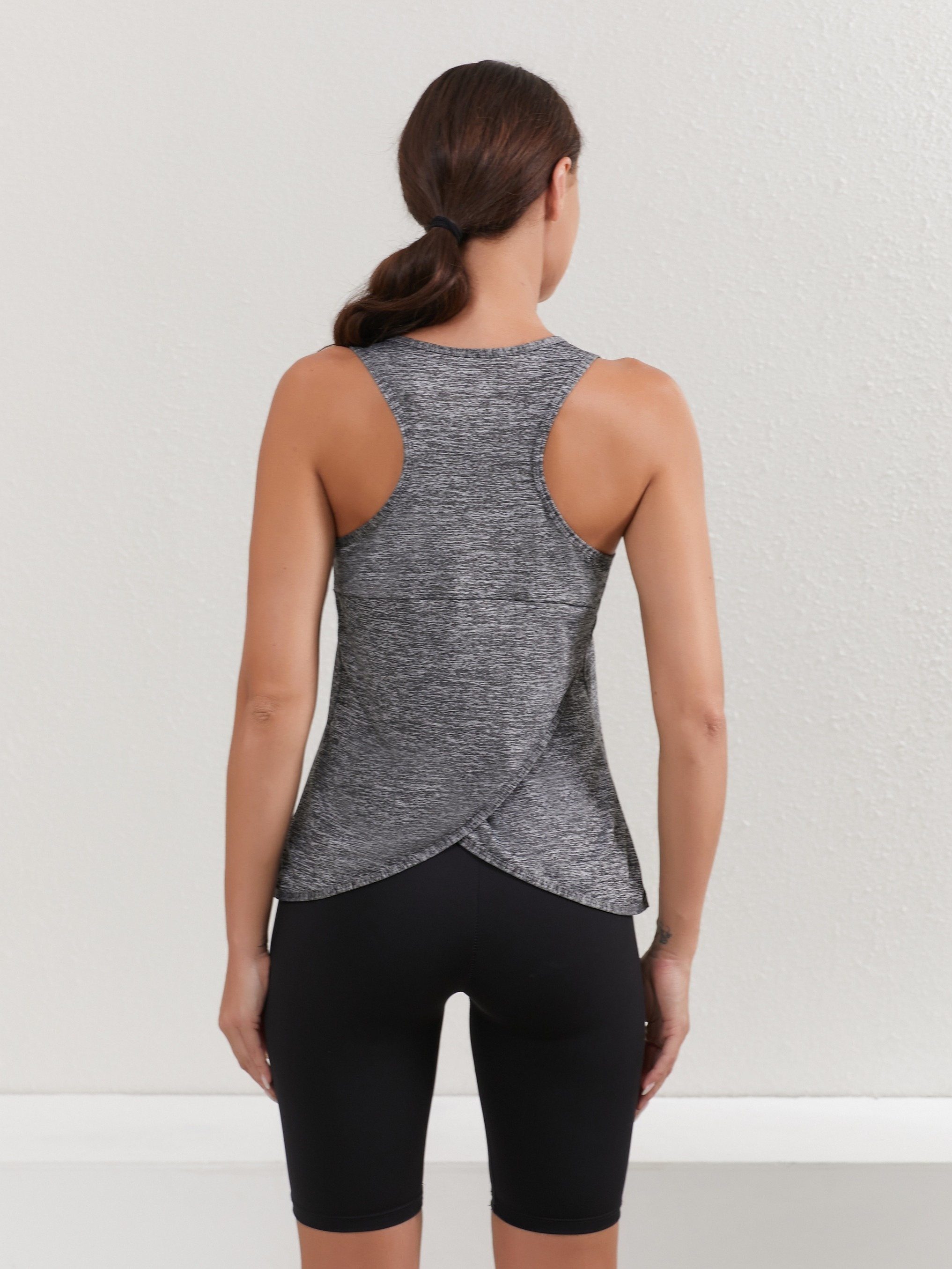 u neck sleeveless sports tank top wrap racer back slim fitted yoga running workout top womens activewear details 0