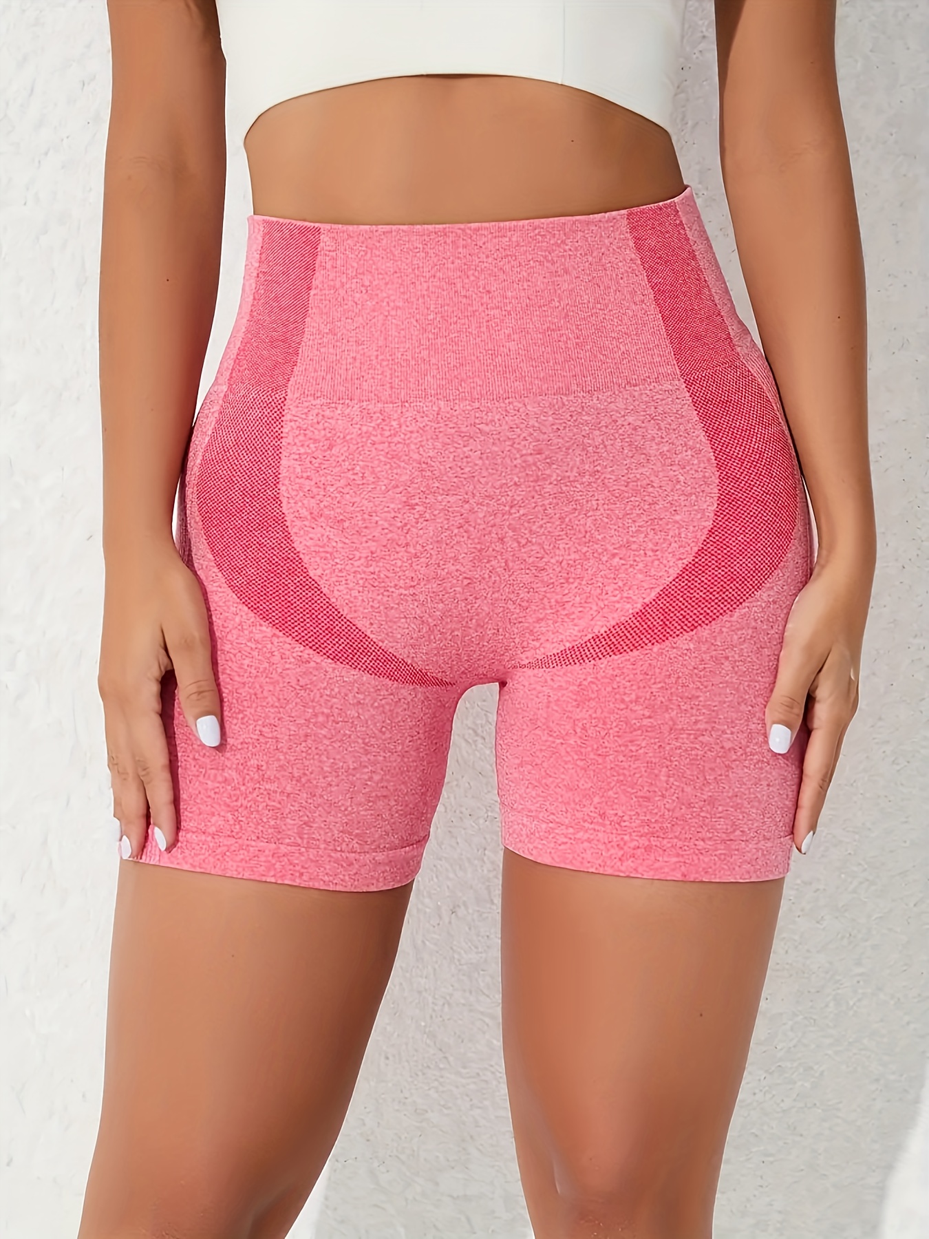 seamless high waist sporty short slim fit butt lifting workout short womens activewear details 2