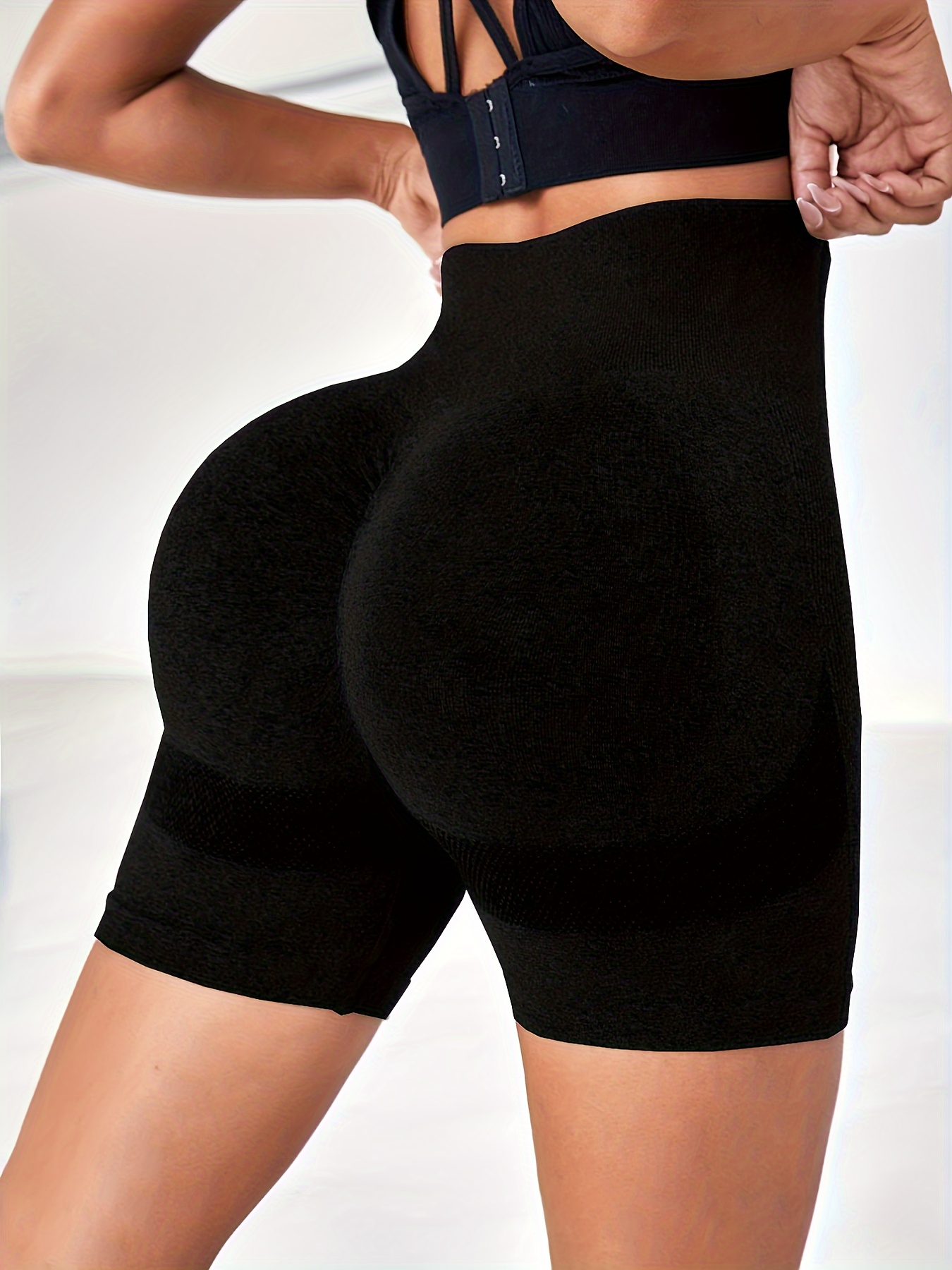 seamless high waist sporty short slim fit butt lifting workout short womens activewear details 11