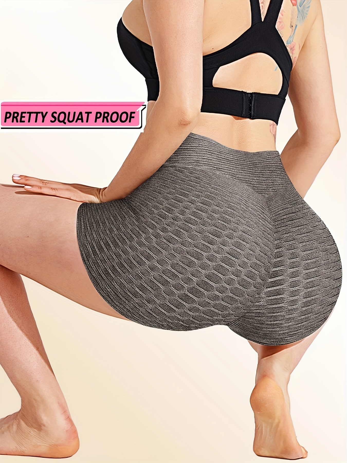 plain honeycomb sporty yoga short slim fit butt lifting high waist sports short womens activewear details 22